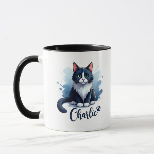 Cute Cat Artwork Mug – Gift for Animal Lovers Mok (Links)