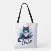 Cute Cat Artwork Tote – Gift for Cat Lovers Bag (Achterkant)