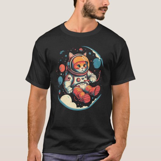 Cute Cat Astronaut in Space Celestial Gifts T-shirt (Voorkant)