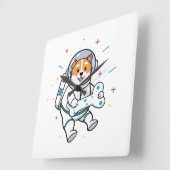 Cute Cat Astronaut in Space Wall Clock Vierkante Klok (Hoek)