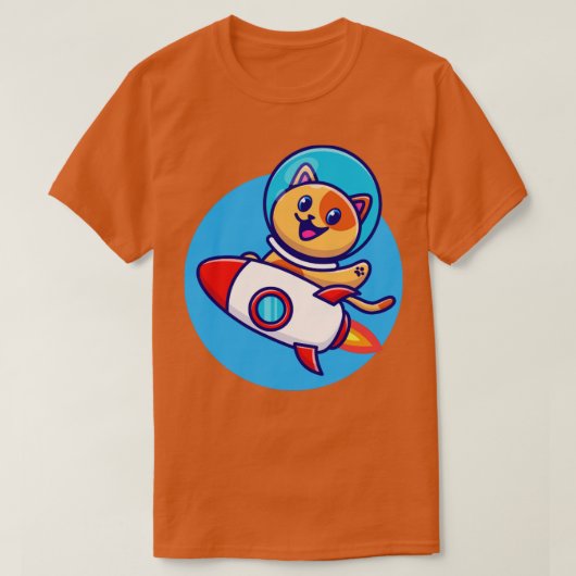 Cute Cat Astronaut Riding Rocket Cartoon T-shirt (Design voorkant)