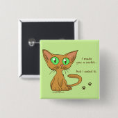Cute Cat Ate je Cookie Vierkante Button 5,1 Cm (Voorkant /achterkant)