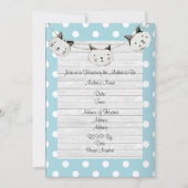 Cute Cat Baby Blue Polka Dot Rustige Shower Kaart (Voorkant)