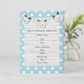 Cute Cat Baby Blue Polka Dot Rustige Shower Kaart (Staand voorkant)