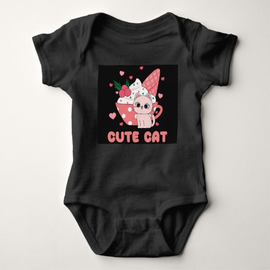 Cute Cat Baby Bodysuit (Voorkant)