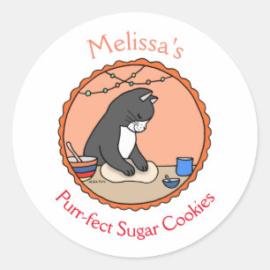 Cute Cat Baking Custom Cookie Muffins Ronde Sticker