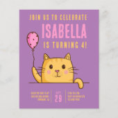 Cute Cat Balloon Birthday Party Invitation (Voorkant)
