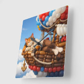 Cute Cat Balloon Kids Room Wall Clock Decor Vierkante Klok (Hoek)