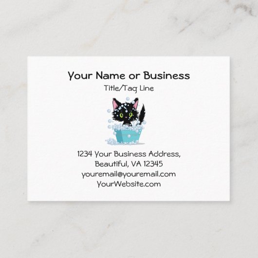 Cute Cat Bath Pet Grooming Visitekaartje (Achterkant)