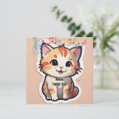 Cute Cat Bedankkaart (Staand voorkant)