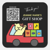 Cute Cat Bedankt voor je QR-code Vierkante Sticker (Voorkant)