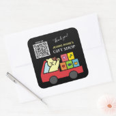 Cute Cat Bedankt voor je QR-code Vierkante Sticker (Envelop)