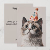 Cute Cat Birthday Card (Voorkant / Achterkant)