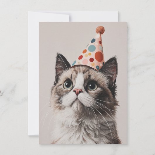 Cute Cat Birthday Card (Voorkant)