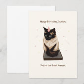 Cute Cat Birthday Card Bedankkaart (Voorkant / Achterkant)