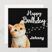 Cute Cat Birthday Card Feestdagenkaart (Voorkant / Achterkant)