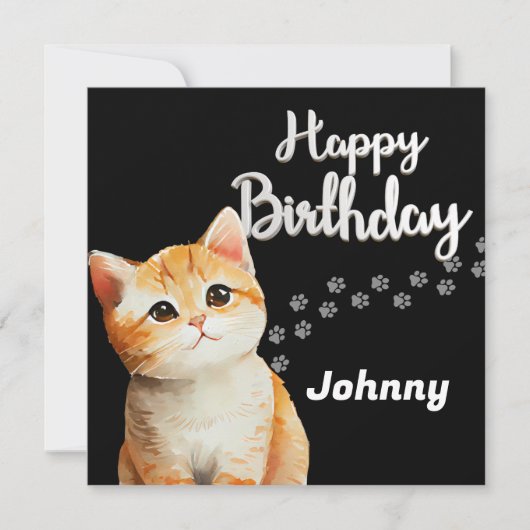 Cute Cat Birthday Card Feestdagenkaart (Voorkant)