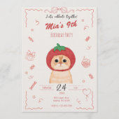Cute Cat Birthday Invitation | Kid Birthday Invita Kaart (Voorkant)