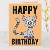 CUTE CAT BIRTHDAY-KAART KAART (Gele Bloem)