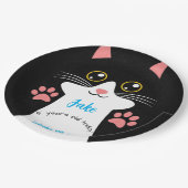 Cute Cat Birthday Party Borden. bewerkbare tekst. Papieren Bordje (Gekanteld)