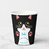 Cute Cat Birthday Party Cups. bewerkbare tekst. Papieren Bekers (Voorkant)