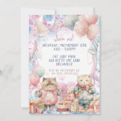 Cute Cat Birthday Party Kaart (Achterkant)