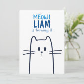 Cute Cat Birthday Uitnodiging (Staand voorkant)