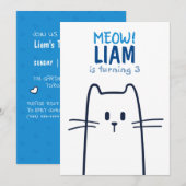 Cute Cat Birthday Uitnodiging (Voorkant / Achterkant)