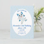 Cute Cat Birthday Uitnodiging (Staand voorkant)
