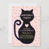 Cute Cat Birthday Uitnodiging (Voorkant)