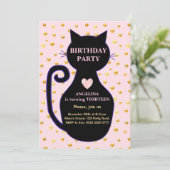Cute Cat Birthday Uitnodiging (Staand voorkant)
