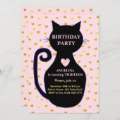 Cute Cat Birthday Uitnodiging (Voorkant / Achterkant)