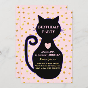 Cute Cat Birthday Uitnodiging