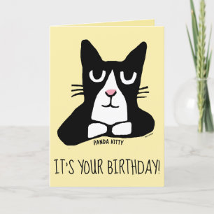 CUTE CAT BIRTHDAY-WENSKAARTEN, PANDA KAT KAART