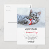 Cute Cat Biting Red Santa Hat Xmas Briefkaart (Voorkant / Achterkant)