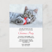 Cute Cat Biting Red Santa Hat Xmas Briefkaart (Voorkant)