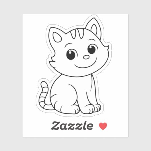 Cute Cat Black and White Sticker (Vel)