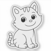 Cute Cat Black and White Sticker (Voorkant)