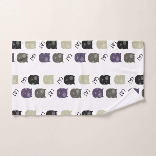 Cute Cat Black Paars Grey Black Bad Handdoek (Handdoek)