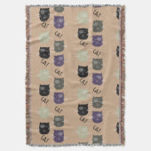 Cute Cat Black Paars Grey Black Deken (Voorkant Verticaal)