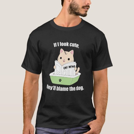 Cute Cat Blaming the Dog Cat Phrase T-shirt (Voorkant)