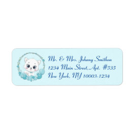 Cute Cat & Blue Star Ballon Theme Adresetiketten Etiket
