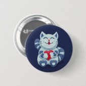 Cute Cat Blue Valentijn Kinder Ronde Button 5,7 Cm (Voorkant /achterkant)