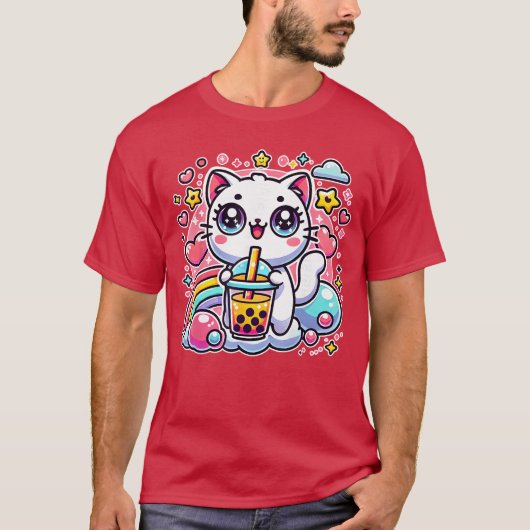 Cute Cat Bobaea Bubbleea Anime Kawaii Neko Gift Id T-shirt (Voorkant)