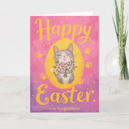 Cute Cat Bouquet Easter Personalized Easter Feestdagen Kaart