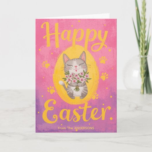 Cute Cat Bouquet Easter Personalized Easter  Feestdagen Kaart (Voorkant)