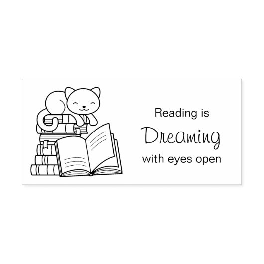 Cute Cat boven Stack of Books - Quote lezen Rubberstempel (Afrduk)