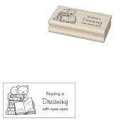 Cute Cat boven Stack of Books - Quote lezen Rubberstempel (Gestempeld)