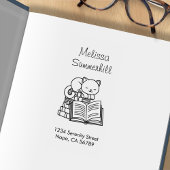 Cute Cat bovenop het Adres van de Stapel van het B Rubberstempel