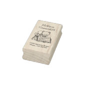 Cute Cat bovenop het Adres van de Stapel van het B Rubberstempel (Stempel)